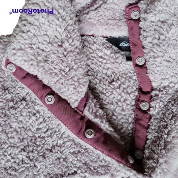 Eddie Bauer Purple Teddy Bear Fuzzy PopOver Jacket - S - Picture 4 of 10